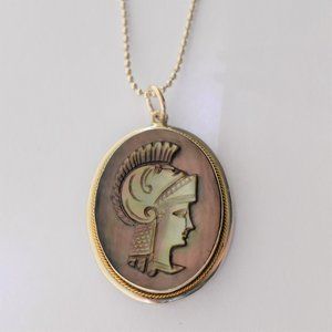 Antique Roman Centurion Abalone Cameo Pendant